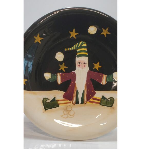Salad Plate 8" Hand Painted, Midnight Santa by Certified International - Picture 2 of 4